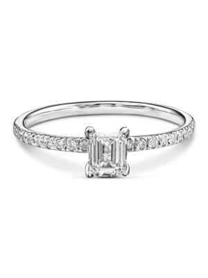 Emerald cut pave ring