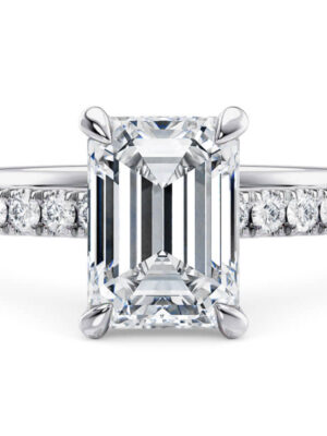 Emerald cut pave ring