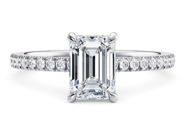 Emerald cut pave ring