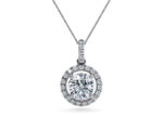 Round diamond halo necklace