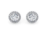 Round halo diamond stud