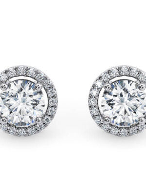 Round halo diamond stud